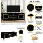 Meuble TV console contemporain blanc avec accents dorés