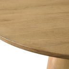 Table à manger ronde de 59 pouces avec pied central, finition marron