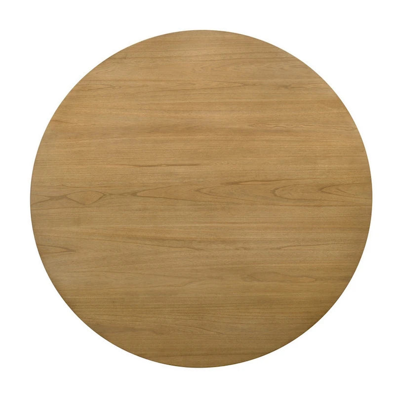 Table à manger ronde de 59 pouces avec pied central, finition marron
