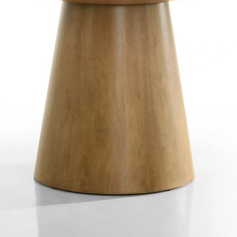 Table à manger ronde de 59 pouces avec pied central, finition marron