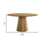 Table à manger ronde de 59 pouces avec pied central, finition marron
