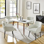 Chaises de salle à manger modernes en tissu bouclette avec pieds réglables, lot de 4