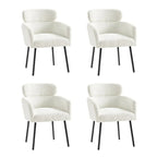 Chaises de salle à manger modernes en tissu bouclette avec pieds réglables, lot de 4