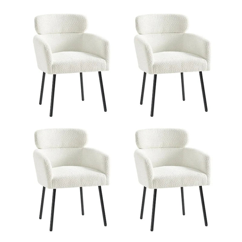 Chaises de salle à manger modernes en tissu bouclette avec pieds réglables, lot de 4