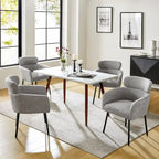 Chaises de salle à manger modernes en tissu bouclette avec pieds réglables, lot de 4