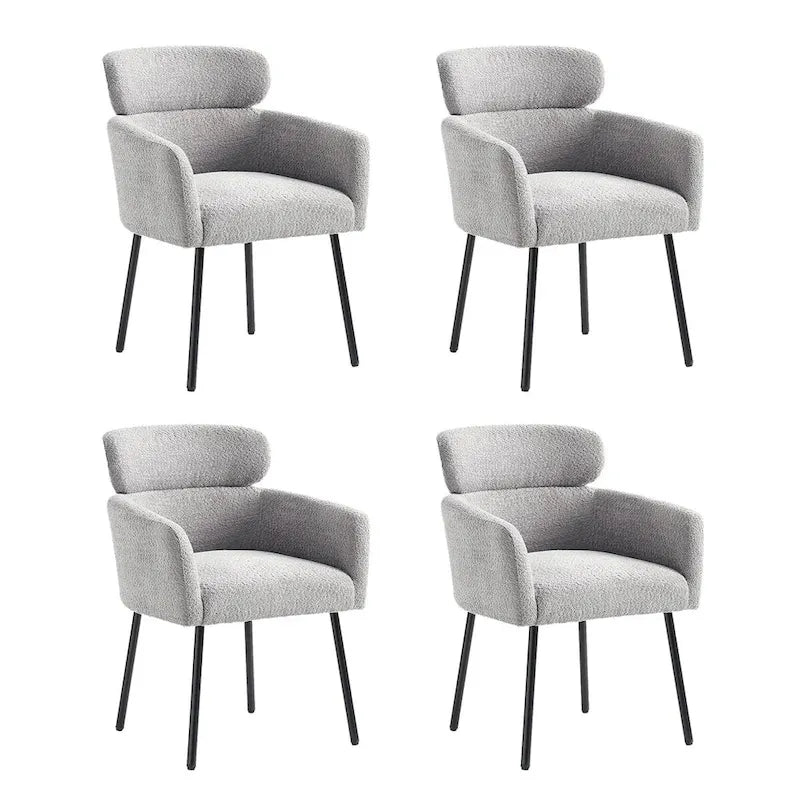 Chaises de salle à manger modernes en tissu bouclette avec pieds réglables, lot de 4
