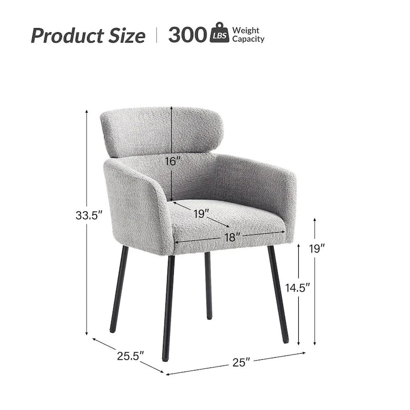 Chaises de salle à manger modernes en tissu bouclette avec pieds réglables, lot de 4