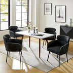 Chaises de salle à manger modernes en tissu bouclette avec pieds réglables, lot de 4
