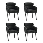 Chaises de salle à manger modernes en tissu bouclette avec pieds réglables, lot de 4