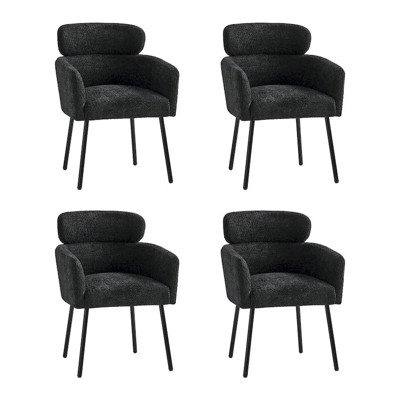 Chaises de salle à manger modernes en tissu bouclette avec pieds réglables, lot de 4