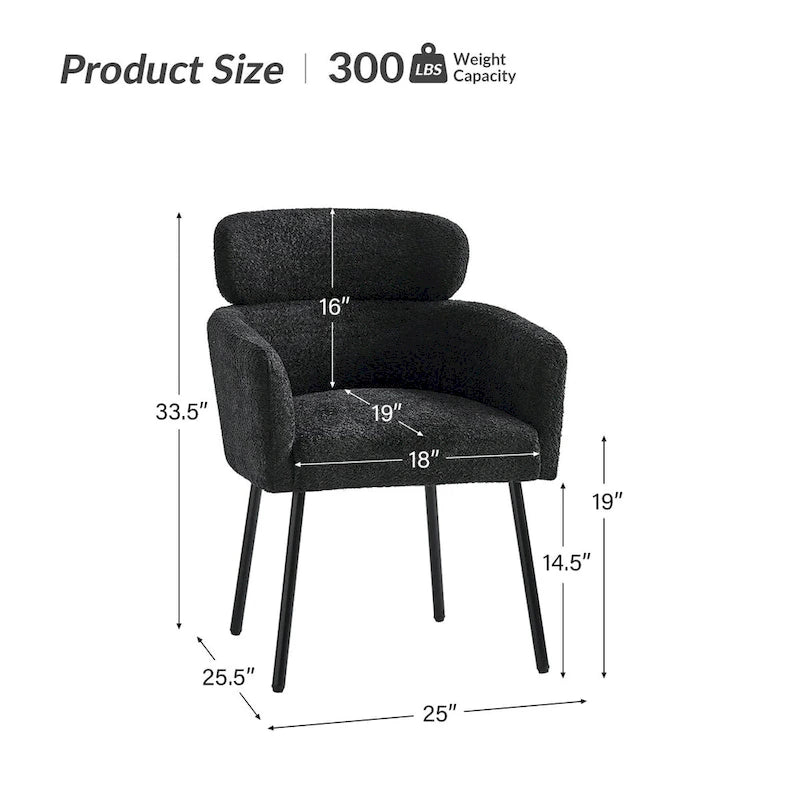 Chaises de salle à manger modernes en tissu bouclette avec pieds réglables, lot de 4