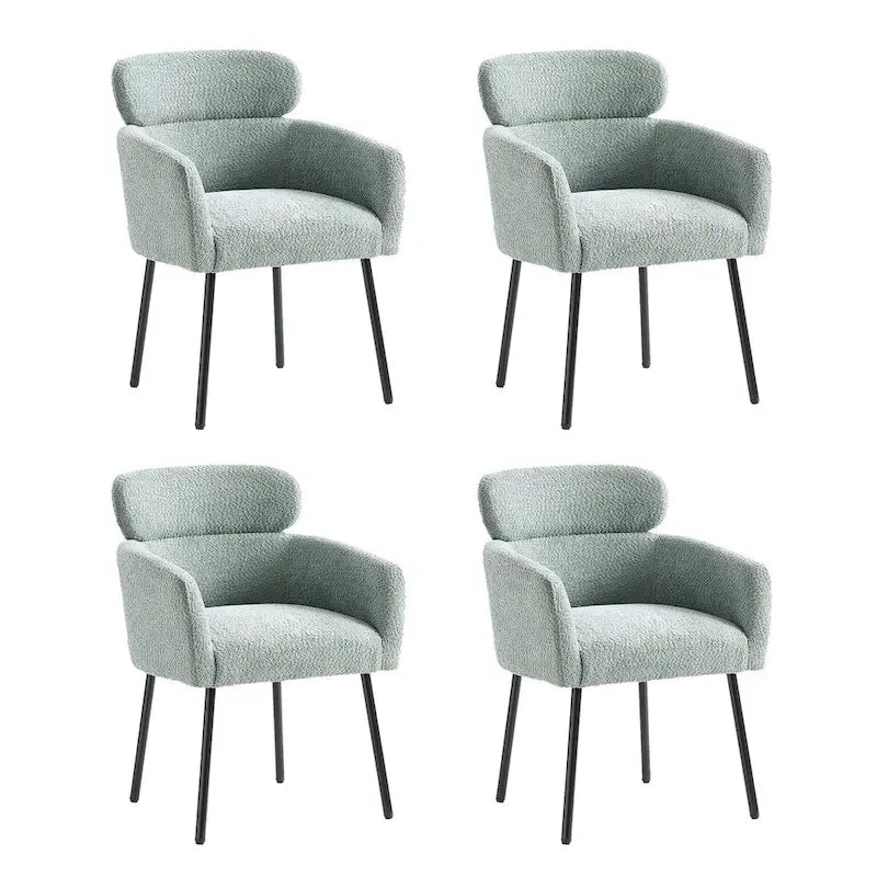 Chaises de salle à manger modernes en tissu bouclette avec pieds réglables, lot de 4