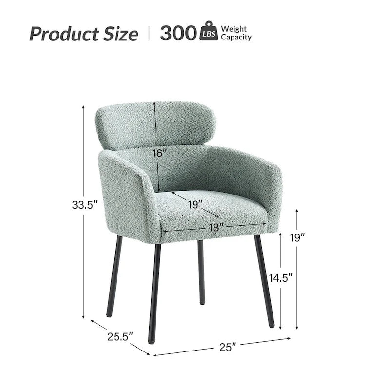Chaises de salle à manger modernes en tissu bouclette avec pieds réglables, lot de 4