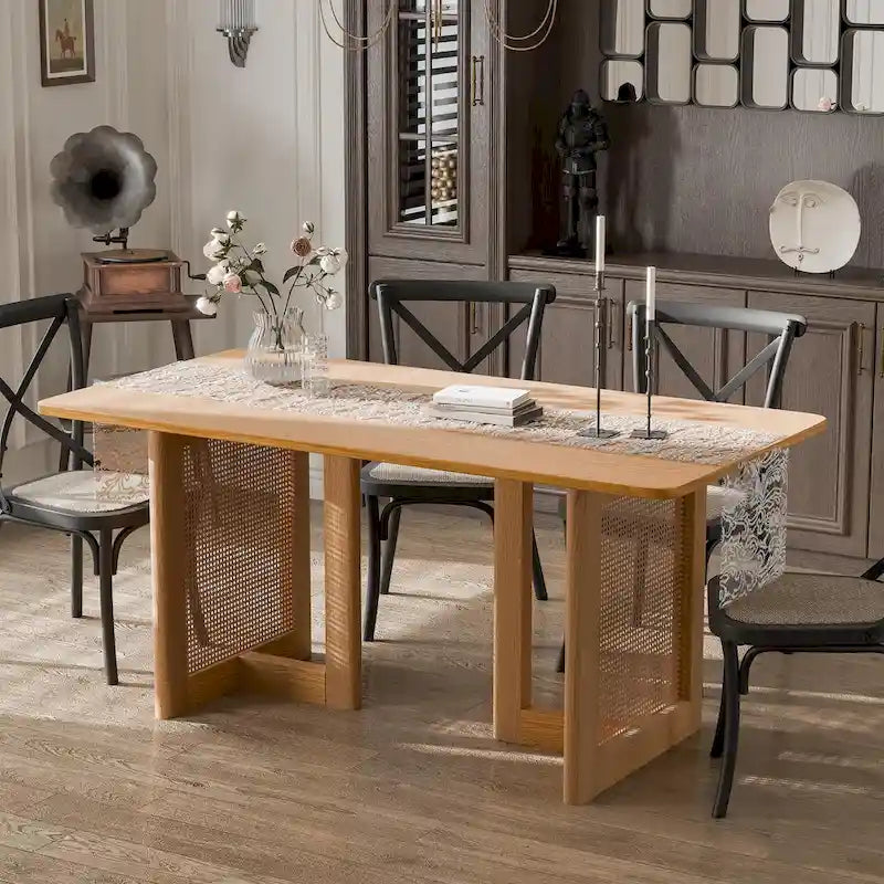 Table de salle à manger double piédestal en bois de chêne Cinna Lumioca
