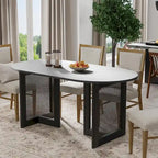 Table de salle à manger double piédestal en bois de chêne Cinna Lumioca