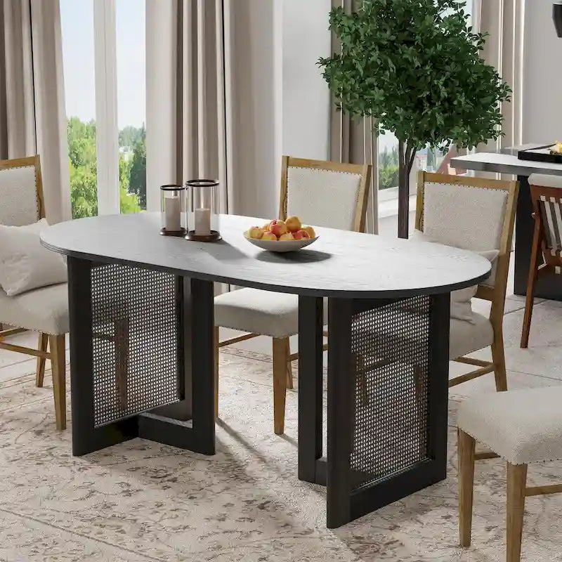 Table de salle à manger double piédestal en bois de chêne Cinna Lumioca