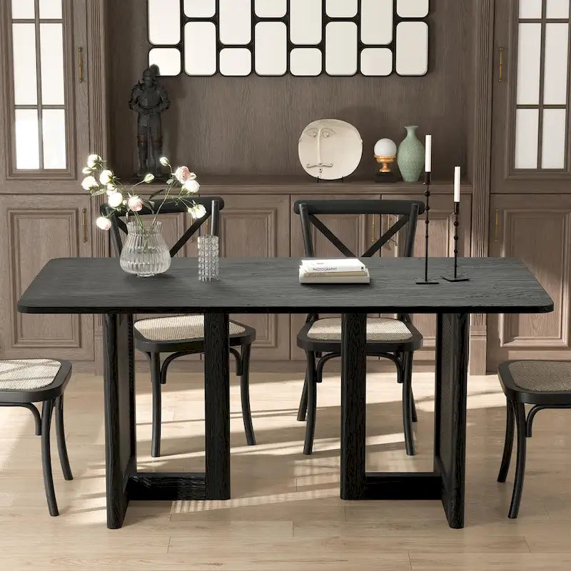 Table de salle à manger double piédestal en bois de chêne Cinna Lumioca