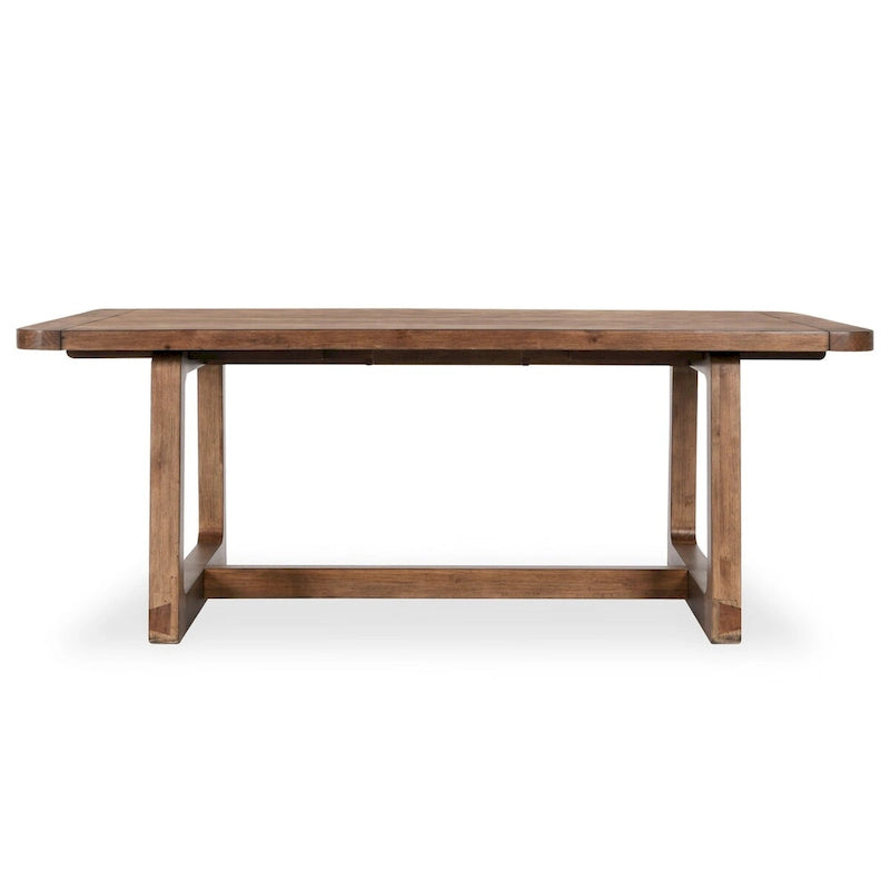 Table à manger extensible en pin massif 80-110 pouces, finition brun fumé