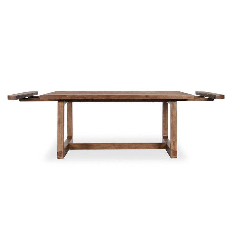 Table à manger extensible en pin massif 80-110 pouces, finition brun fumé