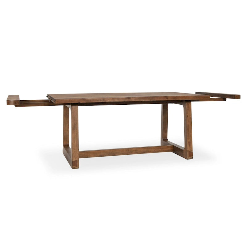 Table à manger extensible en pin massif 80-110 pouces, finition brun fumé