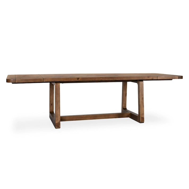 Table à manger extensible en pin massif 80-110 pouces, finition brun fumé