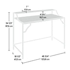 Bureau d'écriture de luxe compact avec étagère en verre, cadre doré satiné
