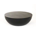 Table basse ronde en béton noir moderne avec piètement tambour