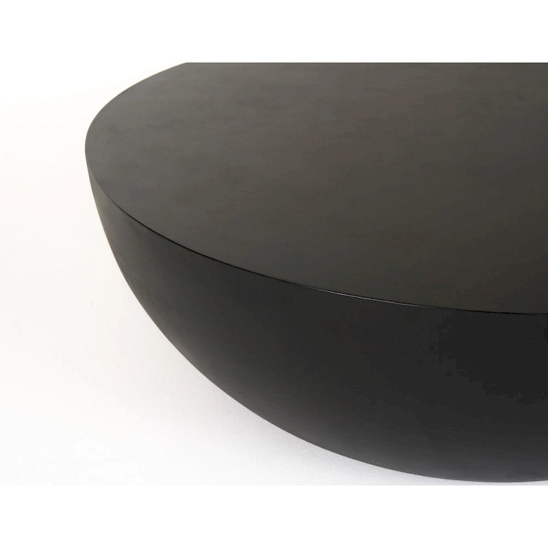 Table basse ronde en béton noir moderne avec piètement tambour