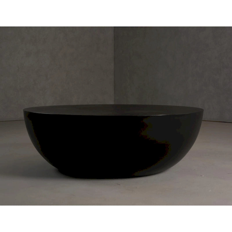 Table basse ronde en béton noir moderne avec piètement tambour