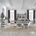 Ensemble de table à tréteaux 7 pièces bicolore blanc rustique en option