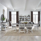 Ensemble de table à tréteaux 7 pièces bicolore blanc rustique en option