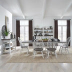 Farmhouse Two Tone White Optional 7 Piece Trestle Table Set