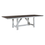 Ensemble de table à tréteaux 7 pièces bicolore blanc rustique en option
