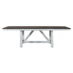 Ensemble de table à tréteaux 7 pièces bicolore blanc rustique en option