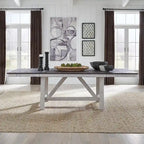 Ensemble de table à tréteaux 7 pièces bicolore blanc rustique en option
