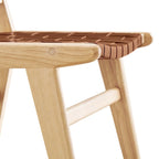 Chaises de salle à manger latérales en similicuir tressé avec cadre en bois d'hévéa, ensemble de 2