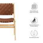 Chaises de salle à manger latérales en similicuir tressé avec cadre en bois d'hévéa, ensemble de 2