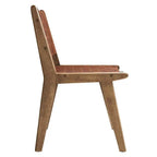 Chaises de salle à manger latérales en similicuir tressé avec cadre en bois d'hévéa, ensemble de 2