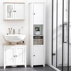 Colonne de salle de bain haute, Meuble de rangement autoportant avec étagères à 2 niveaux
