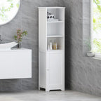 Meuble de rangement pour linge de salle de bain de 160 cm de hauteur, armoire de rangement autoportante avec 1 porte et étagères réglables, blanc