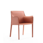 Chaise de salle à manger moderne et chic en cuir avec design incurvé
