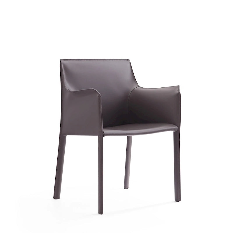 Chaise de salle à manger moderne et chic en cuir avec design incurvé