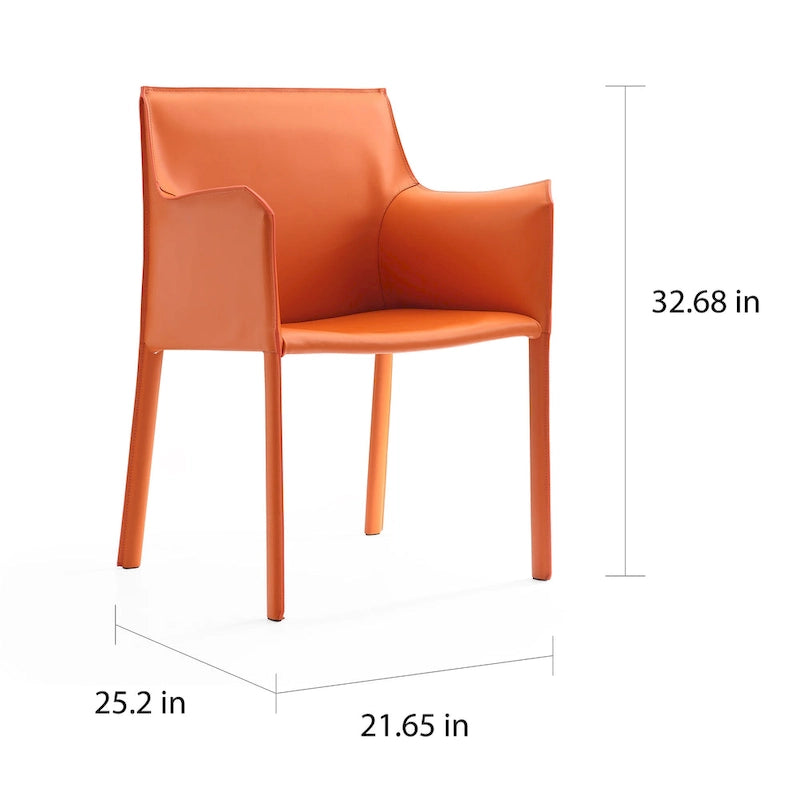 Chaise de salle à manger moderne et chic en cuir avec design incurvé