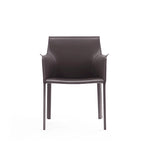 Chaise de salle à manger moderne et chic en cuir avec design incurvé