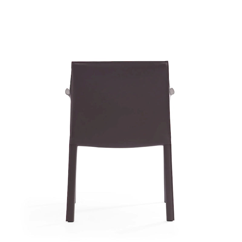 Chaise de salle à manger moderne et chic en cuir avec design incurvé