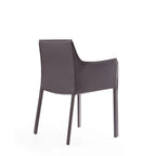 Chaise de salle à manger moderne et chic en cuir avec design incurvé