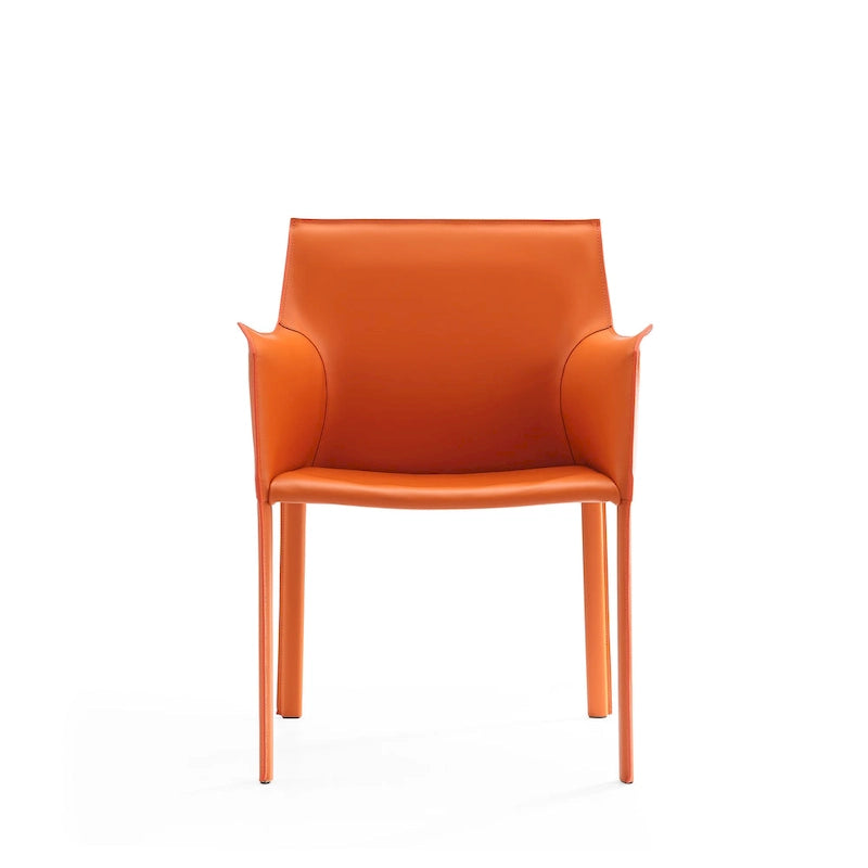 Chaise de salle à manger moderne et chic en cuir avec design incurvé