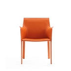 Chaise de salle à manger moderne et chic en cuir avec design incurvé