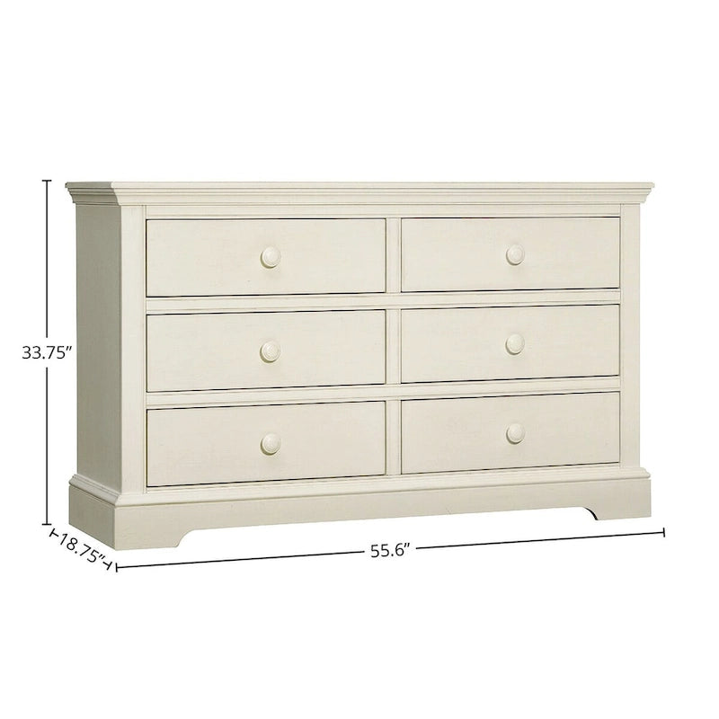Commode à 6 tiroirs Hanley en bois massif, style transitionnel