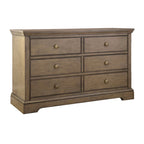 Commode à 6 tiroirs Hanley en bois massif, style transitionnel